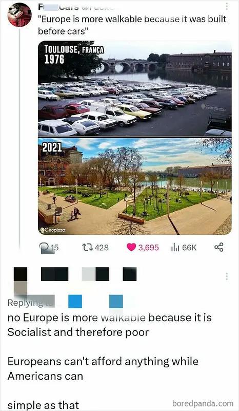 Europe is more walkable because it was built before cars