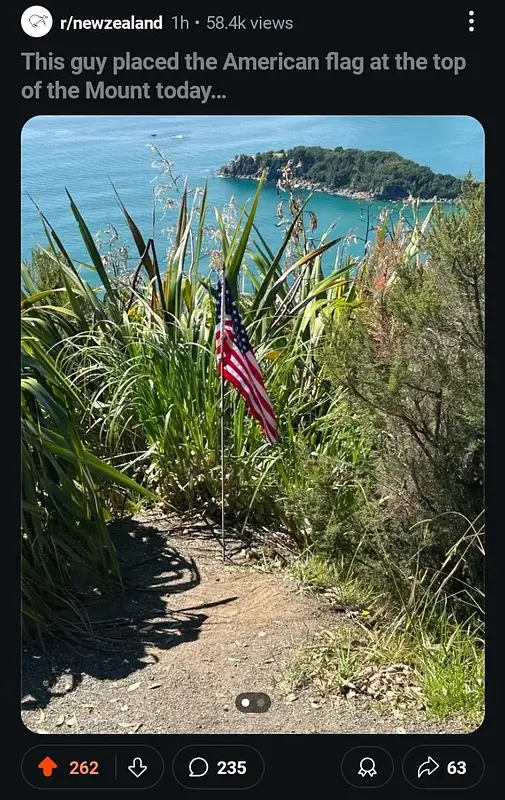 This guy placed the American flag at the top of the Mount today...